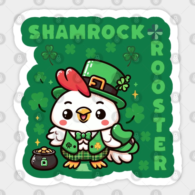 Shamrock Rooster Chicken Humor Sticker by DaysMoon